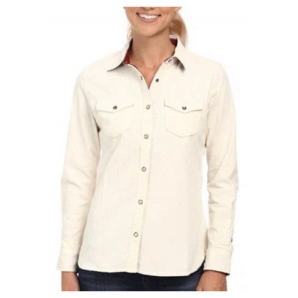 Woolrich Corduroy Shirt Womens XXL White Excellent Snap Front Long Sleeve 2470